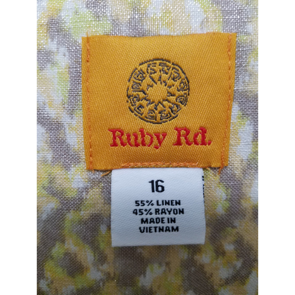 Ruby Rd Yellow/Gray Beaded Women's 3/4 Slit Sleeves Blouse Sz 16 NWOT - Picture 10 of 12